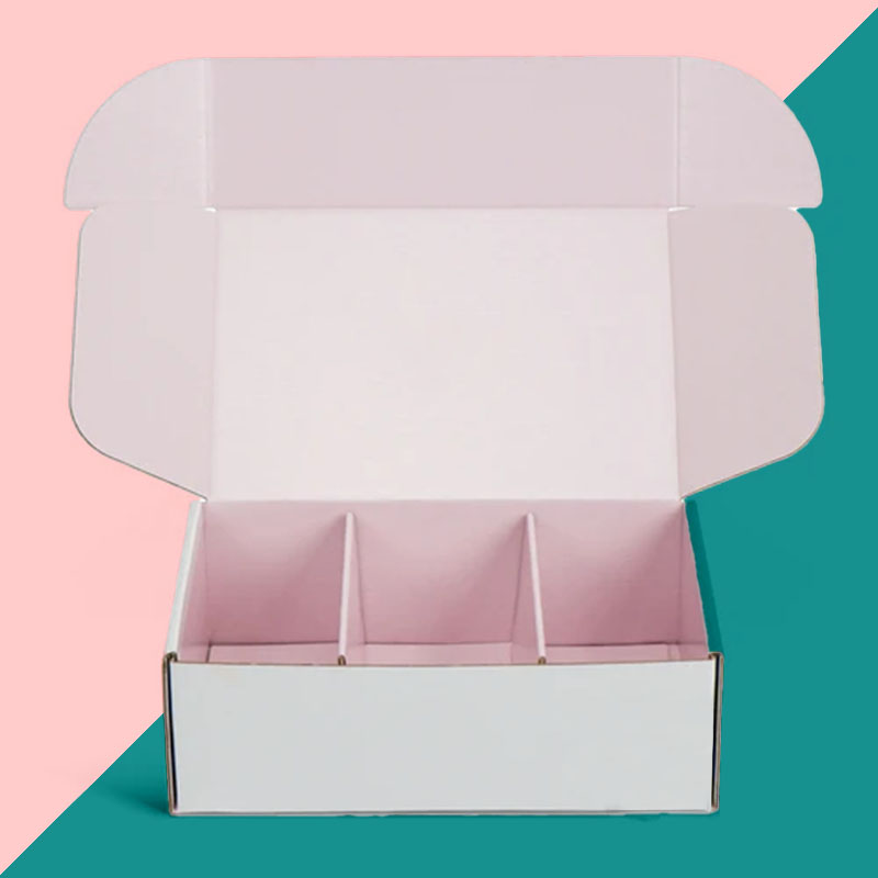Corrugated Box Dividers opened to show the inside print and construction