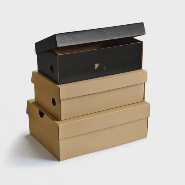 Close detail of the print finish on shoe boxes