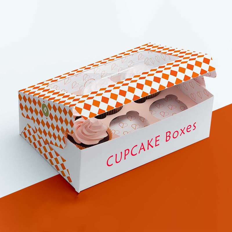 Cupcake Boxes — custom cake boxes by Packmio Close detail of the print finish on cupcake boxes