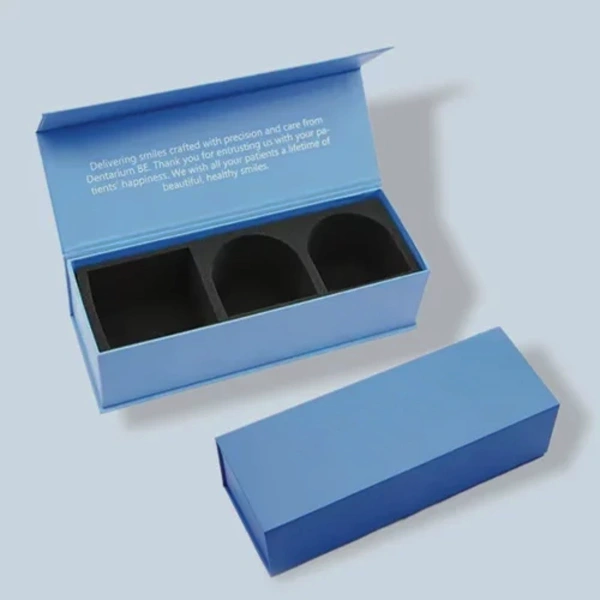 Dental Lab Boxes opened to show the inside print and construction