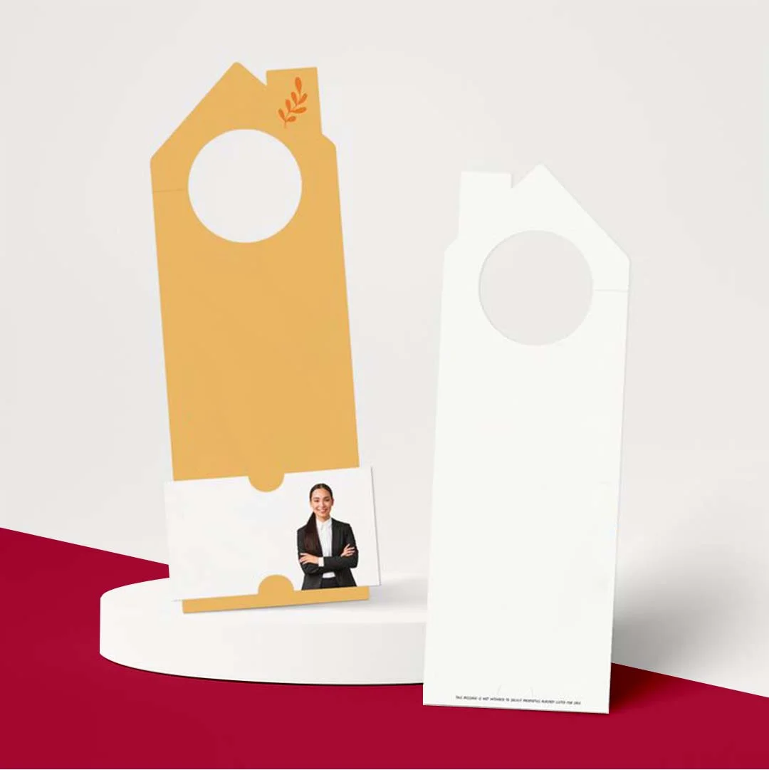Die Cut Door Hanger opened to show the inside print and construction