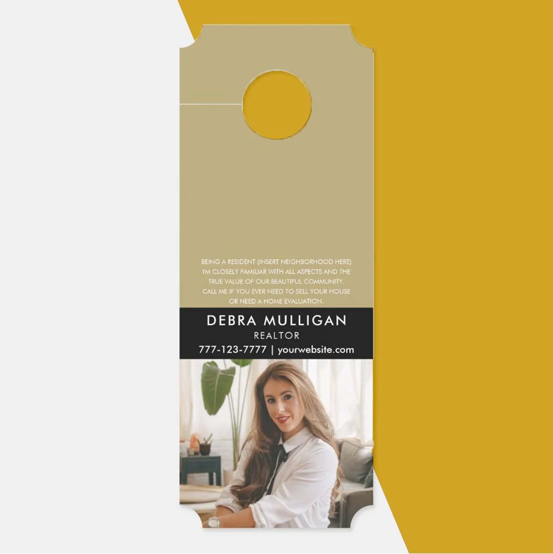 A stack of die cut door hanger in a custom size