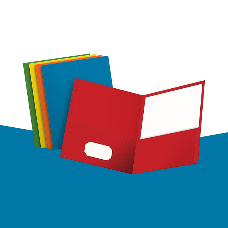A stack of die cut folders in a custom size