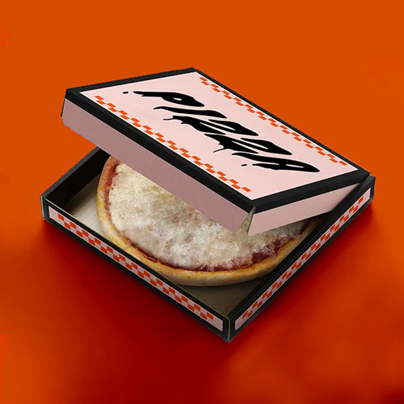 Digital Printed Pizza Boxes opened to show the inside print and construction