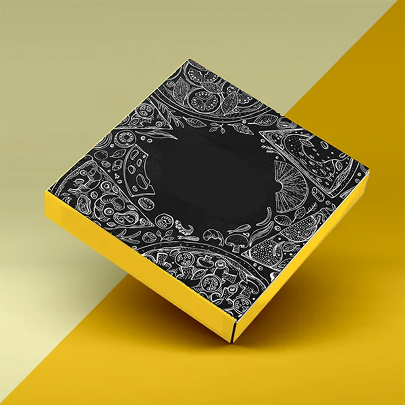 A stack of digital printed pizza boxes in a custom size