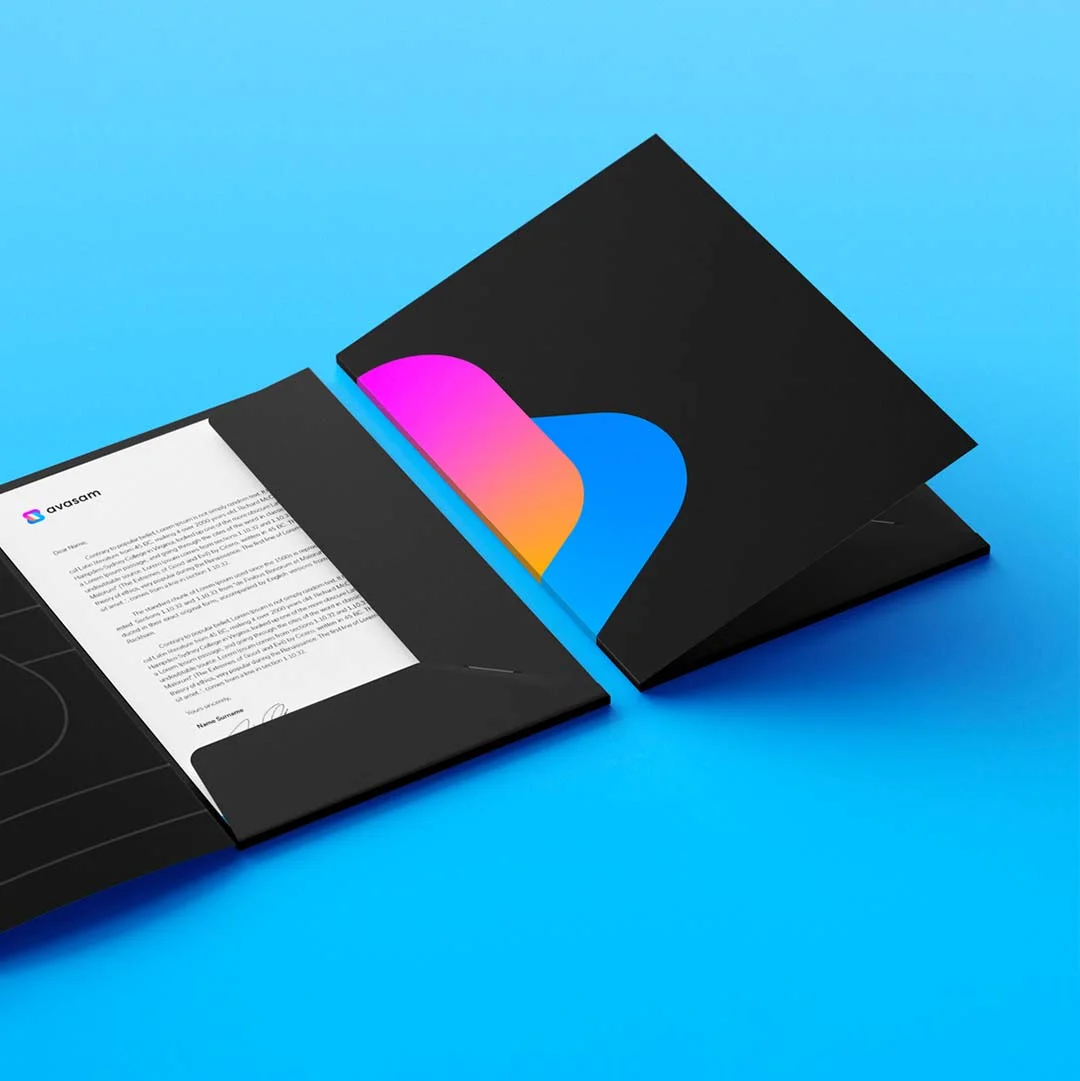 Document Folders — custom stationery by Packmio Close detail of the print finish on document folders