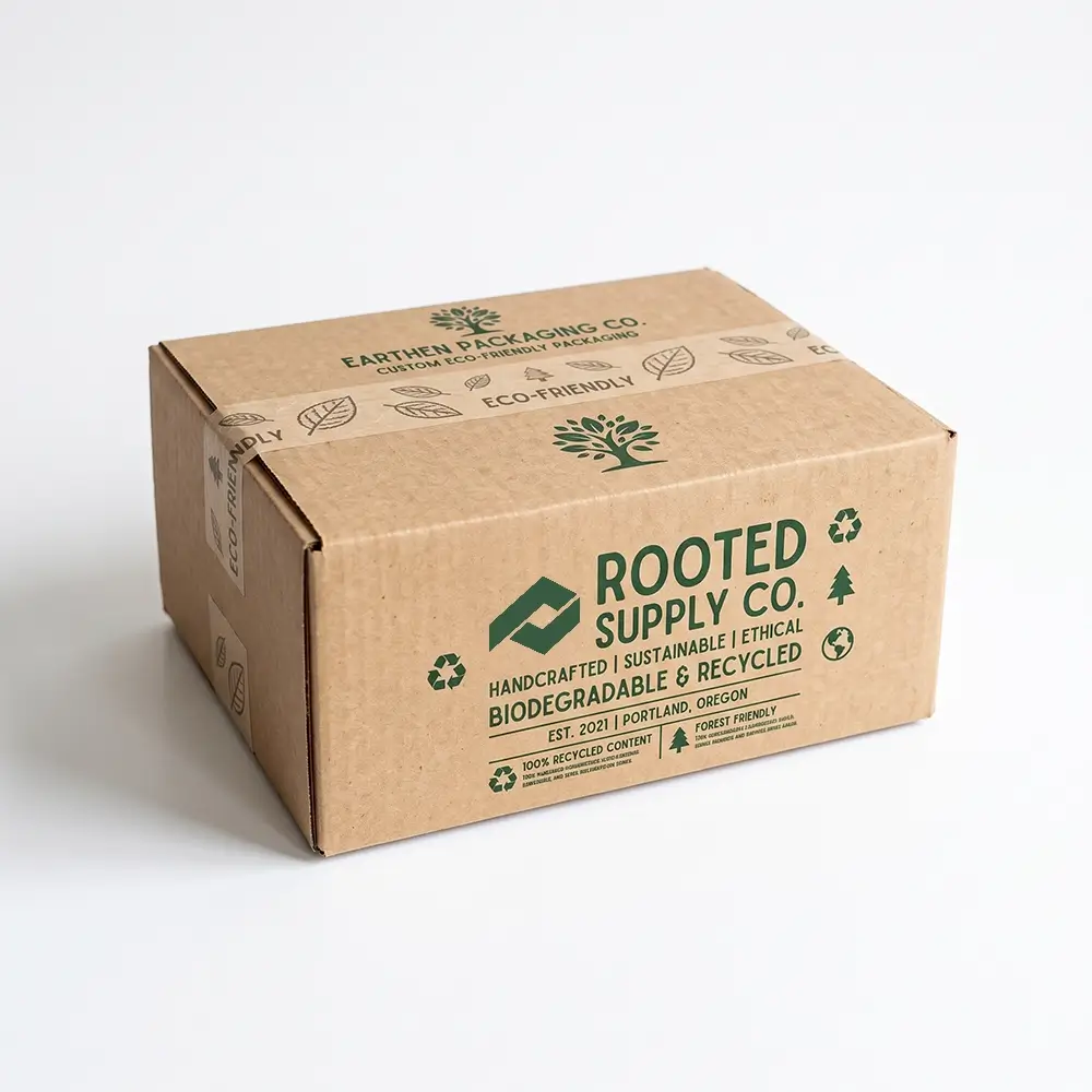 Eco Friendly Boxes — custom eco friendly boxes by Packmio Eco Friendly Boxes opened to show the inside print and construction