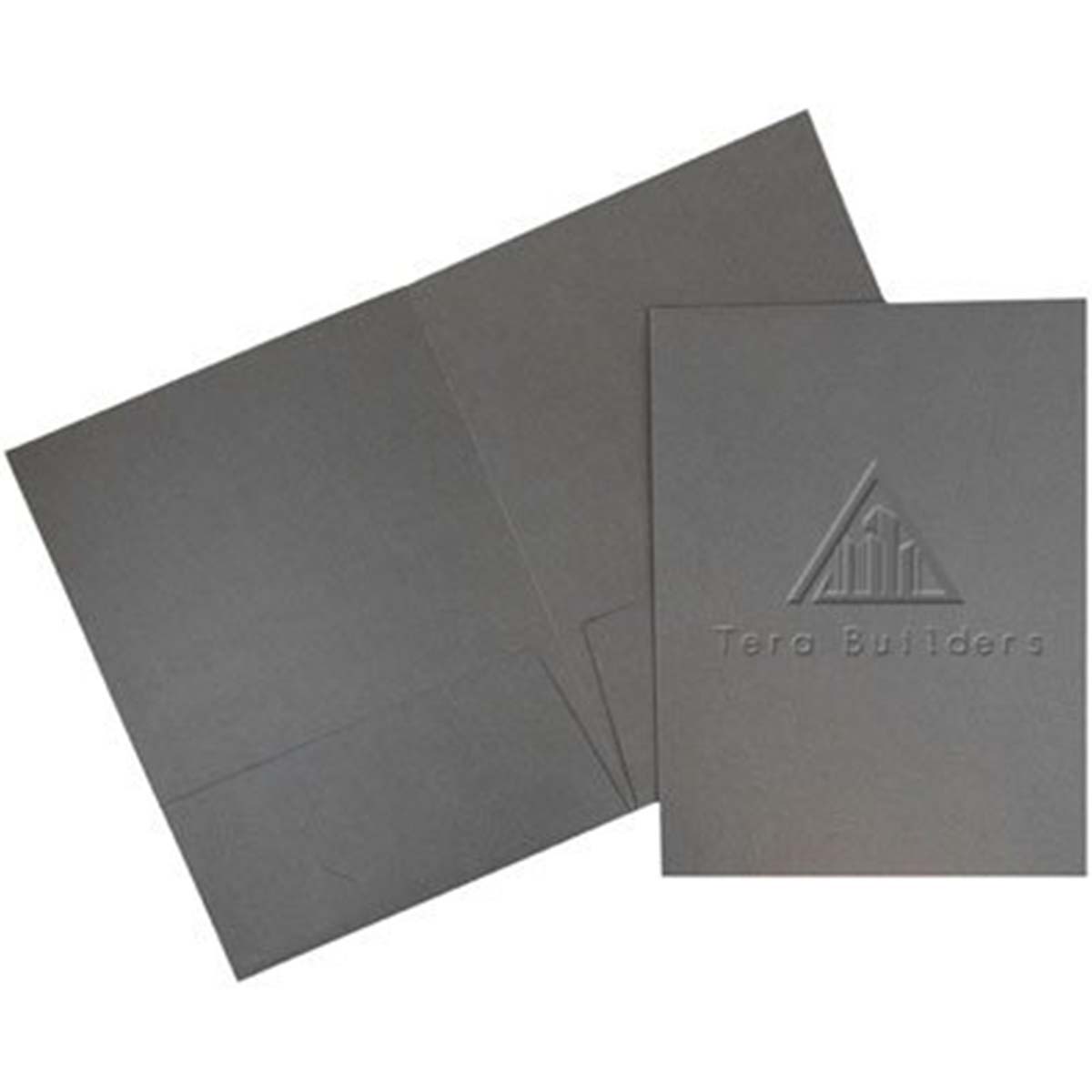 Embossed Folders opened to show the inside print and construction