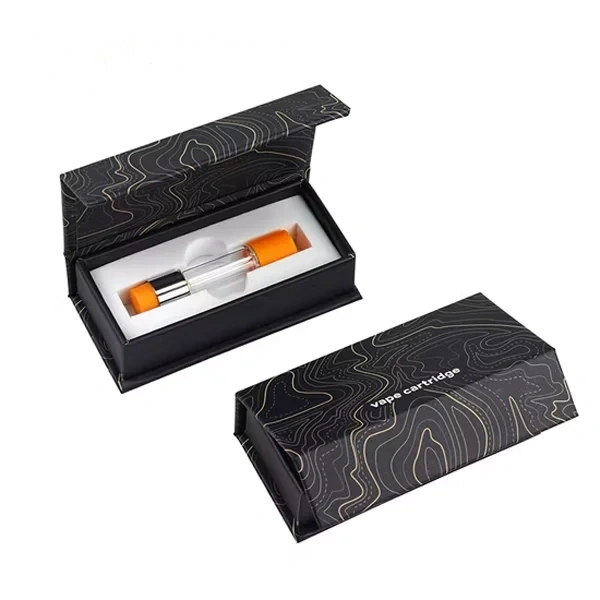 Empty Vape Cartridge Boxes — custom vape packaging by Packmio Empty Vape Cartridge Boxes photographed at an angle to show the board thickness