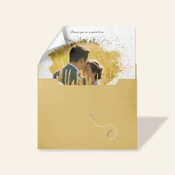 Engagement Invitation Cards opened to show the inside print and construction