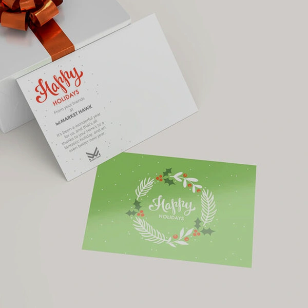 Flat Greeting Cards opened to show the inside print and construction