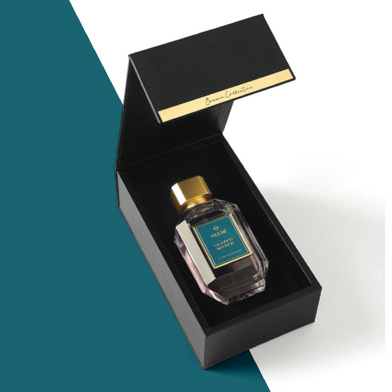 Folding Perfume Bottle Boxes photographed at an angle to show the board thickness