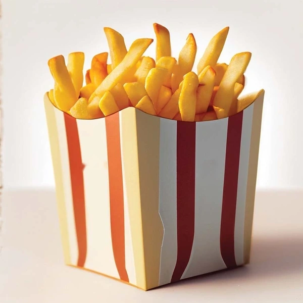French Fries Boxes opened to show the inside print and construction