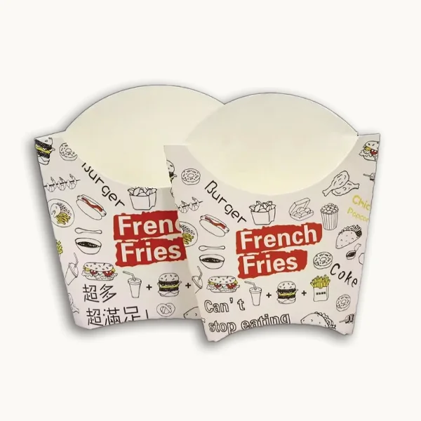A stack of french fries boxes in a custom size