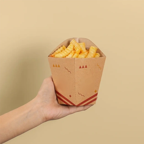 French Fries Boxes photographed at an angle to show the board thickness