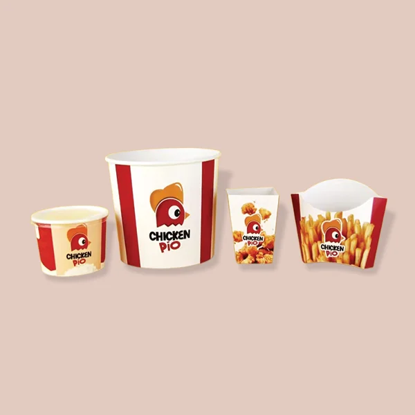 French Fries Boxes beside the product it was made to hold