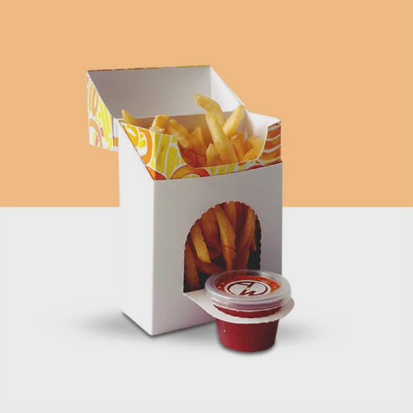 French Fries Cups opened to show the inside print and construction