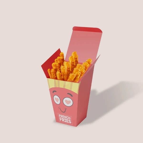 French Fries Cups photographed at an angle to show the board thickness
