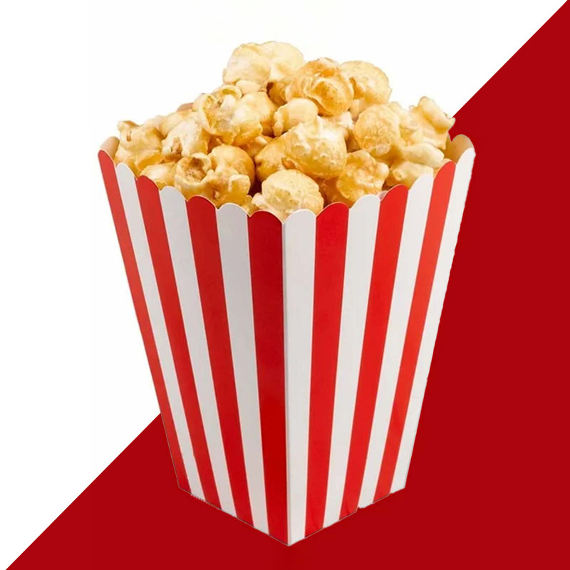 A stack of fresh pop corn boxes in a custom size