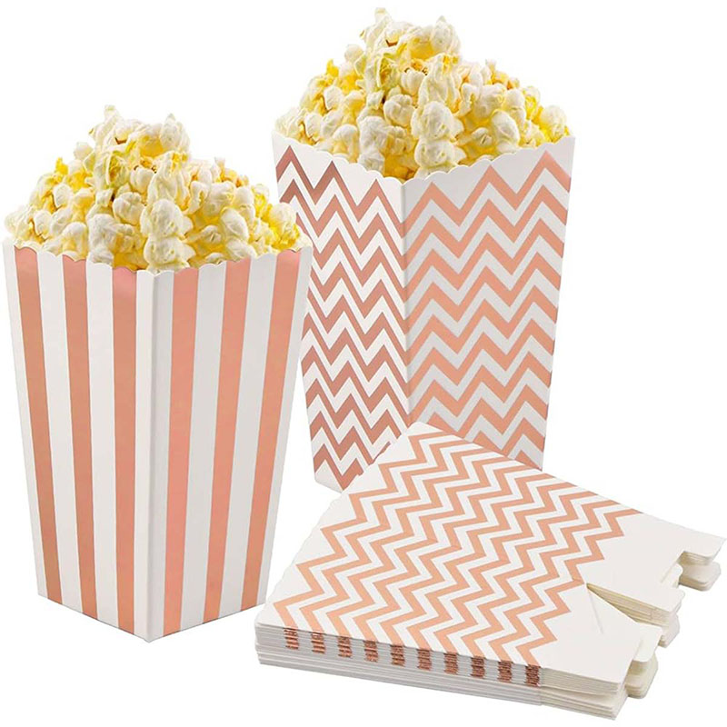 Fresh Pop Corn Boxes photographed at an angle to show the board thickness
