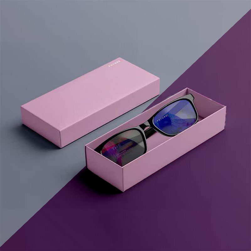 Glasses Boxes — custom eyewear boxes by Packmio Glasses Boxes photographed at an angle to show the board thickness