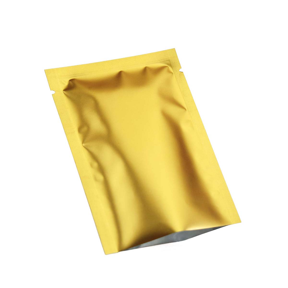 Gold Mylar Bags — custom mylar bags by Packmio Close detail of the print finish on gold mylar bags