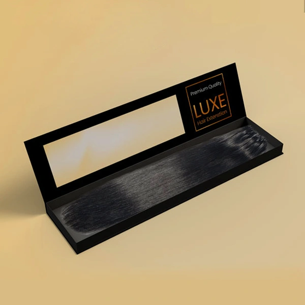 Hair Extension Boxes — custom hair extension boxes by Packmio A stack of hair extension boxes in a custom size
