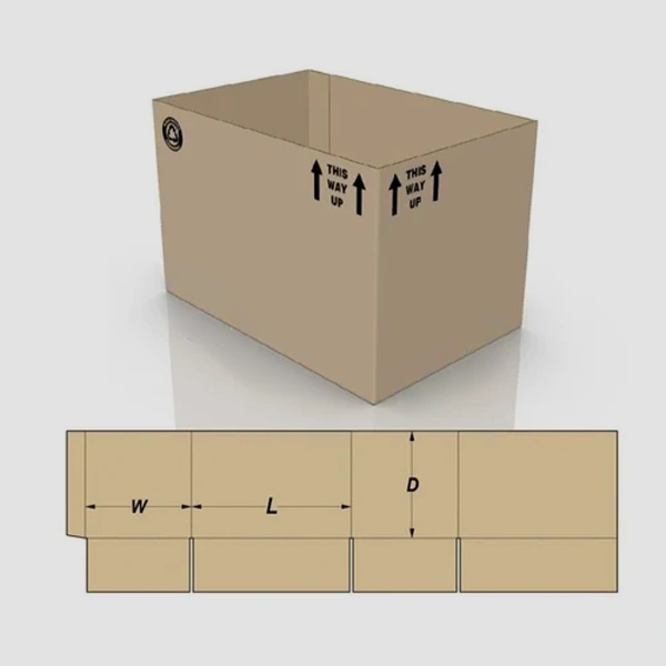 Half Slotted Containers opened to show the inside print and construction