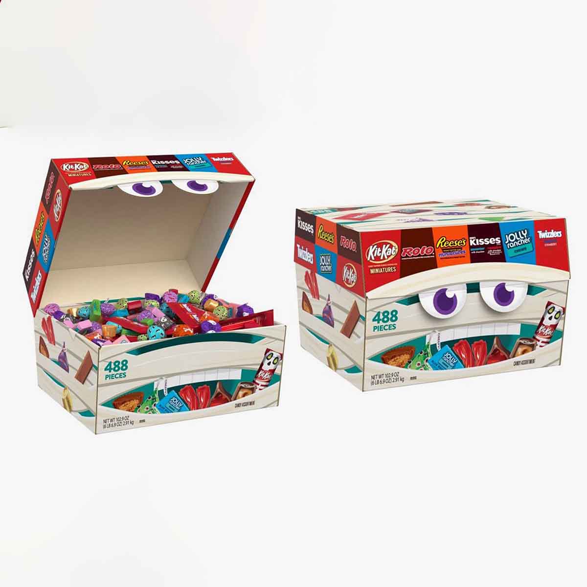 A stack of halloween candy boxes in a custom size
