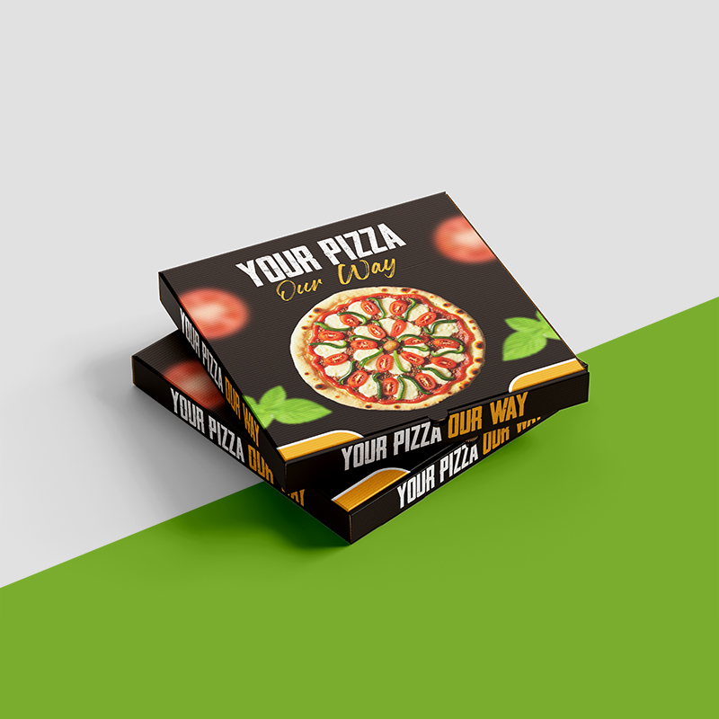 A stack of halloween pizza boxes in a custom size