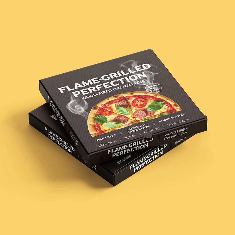 Halloween Pizza Boxes photographed at an angle to show the board thickness