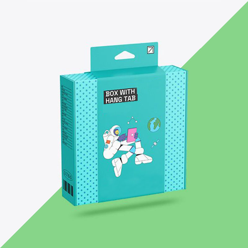 Hanging Retail Boxes opened to show the inside print and construction