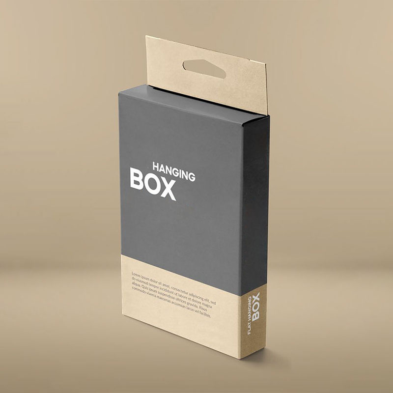 Hanging Retail Boxes photographed at an angle to show the board thickness