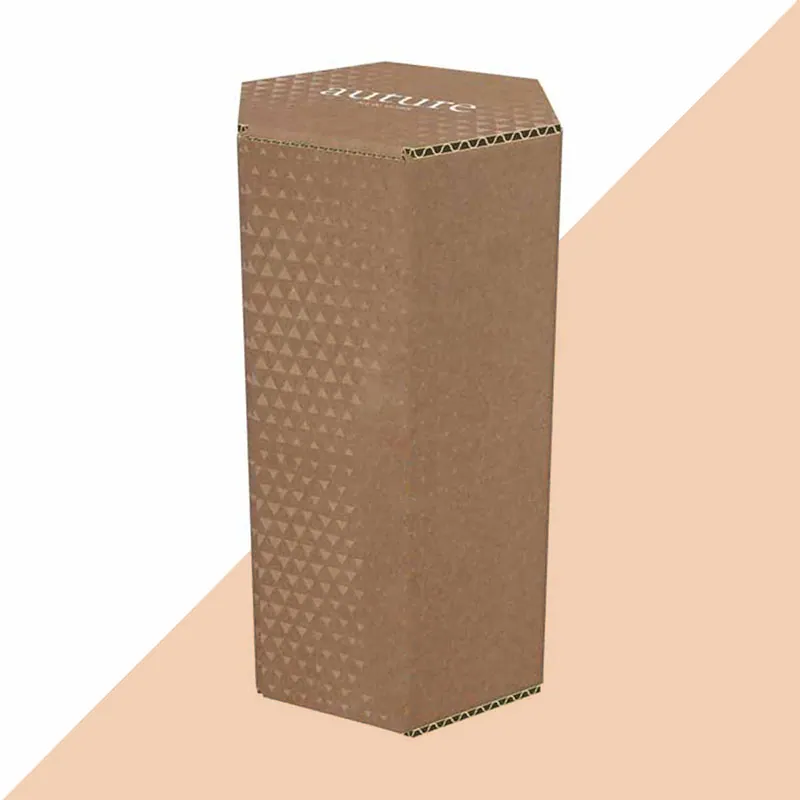 Hexagon Boxes — custom folding boxes by Packmio Close detail of the print finish on hexagon boxes