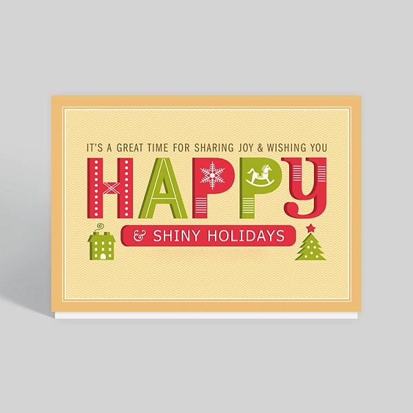 Holiday Greeting Cards photographed at an angle to show the board thickness