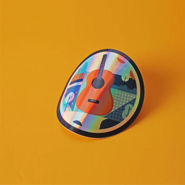 A stack of hologram stickers in a custom size