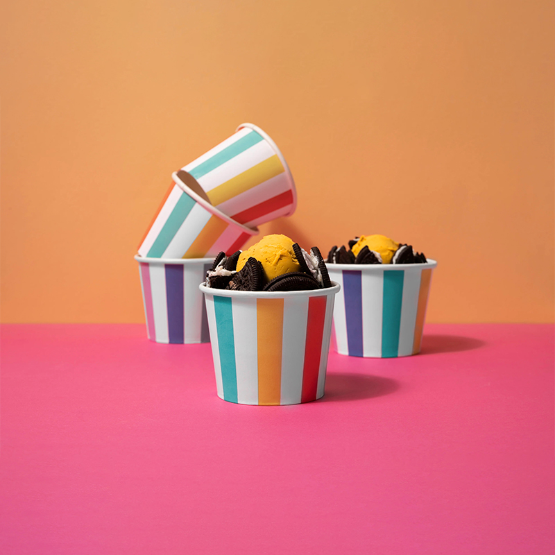 Ice Cream Cups opened to show the inside print and construction