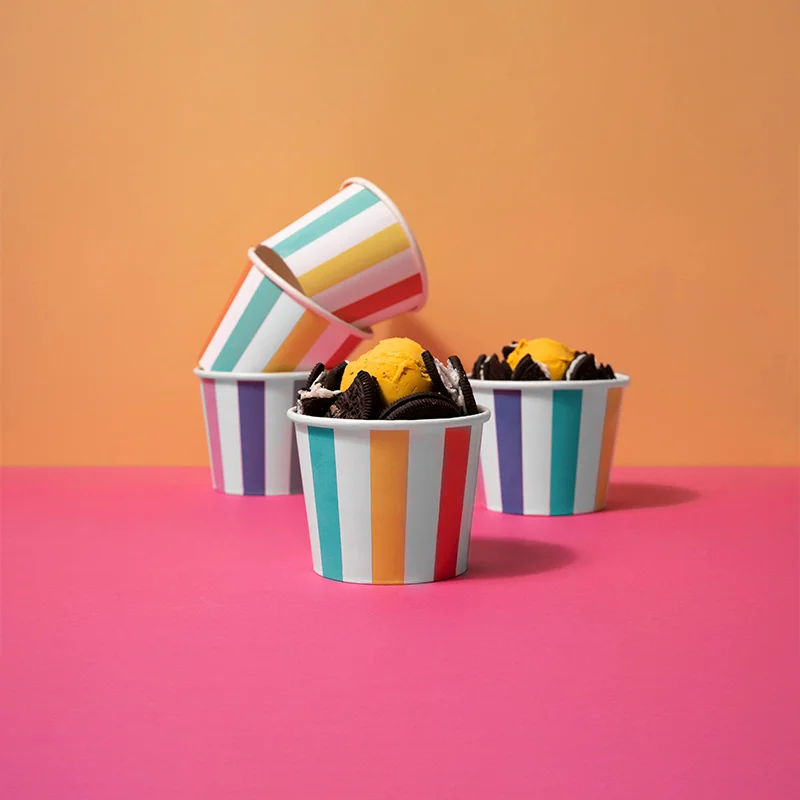 Ice Cream Cups beside the product it was made to hold