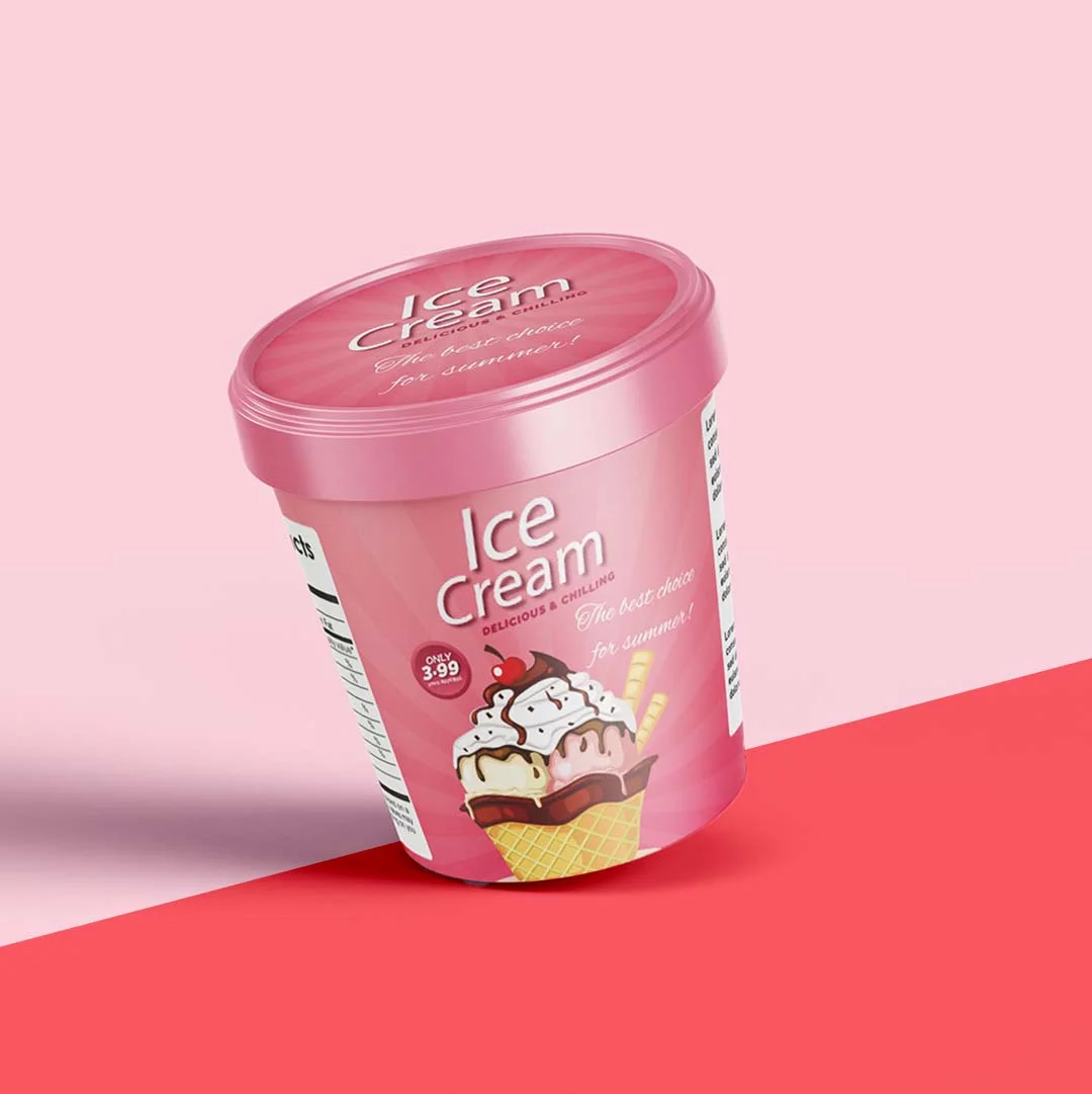 Ice Cream Boxes beside the product it was made to hold