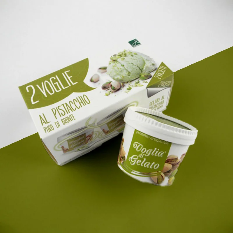 Flat view of ice cream boxes before assembly