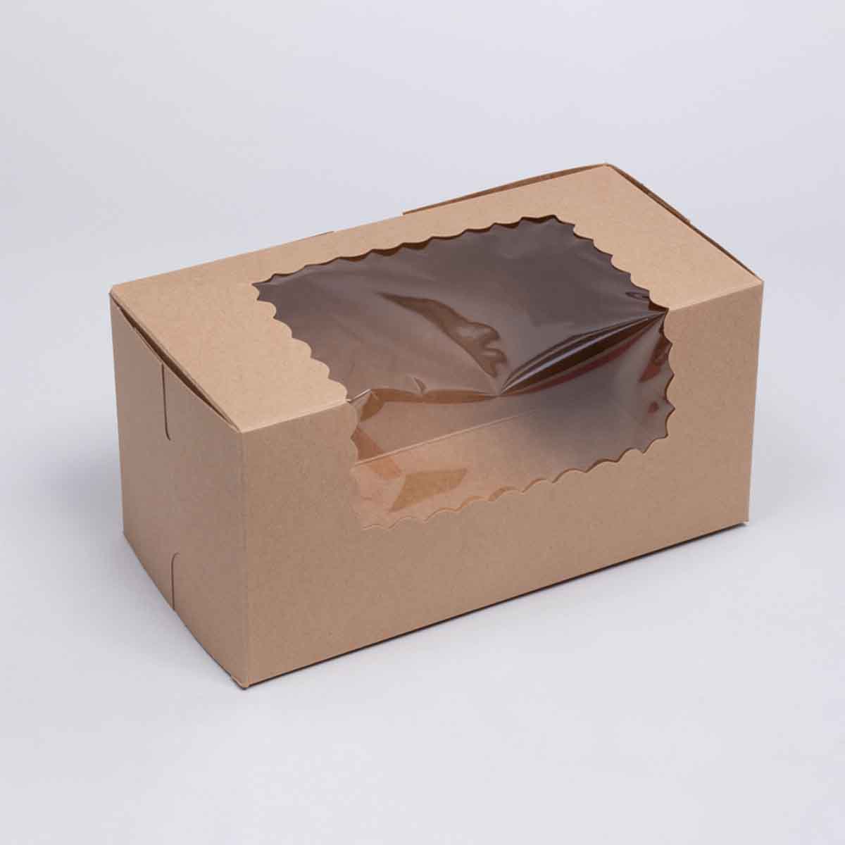 A stack of kraft cupcake boxes in a custom size