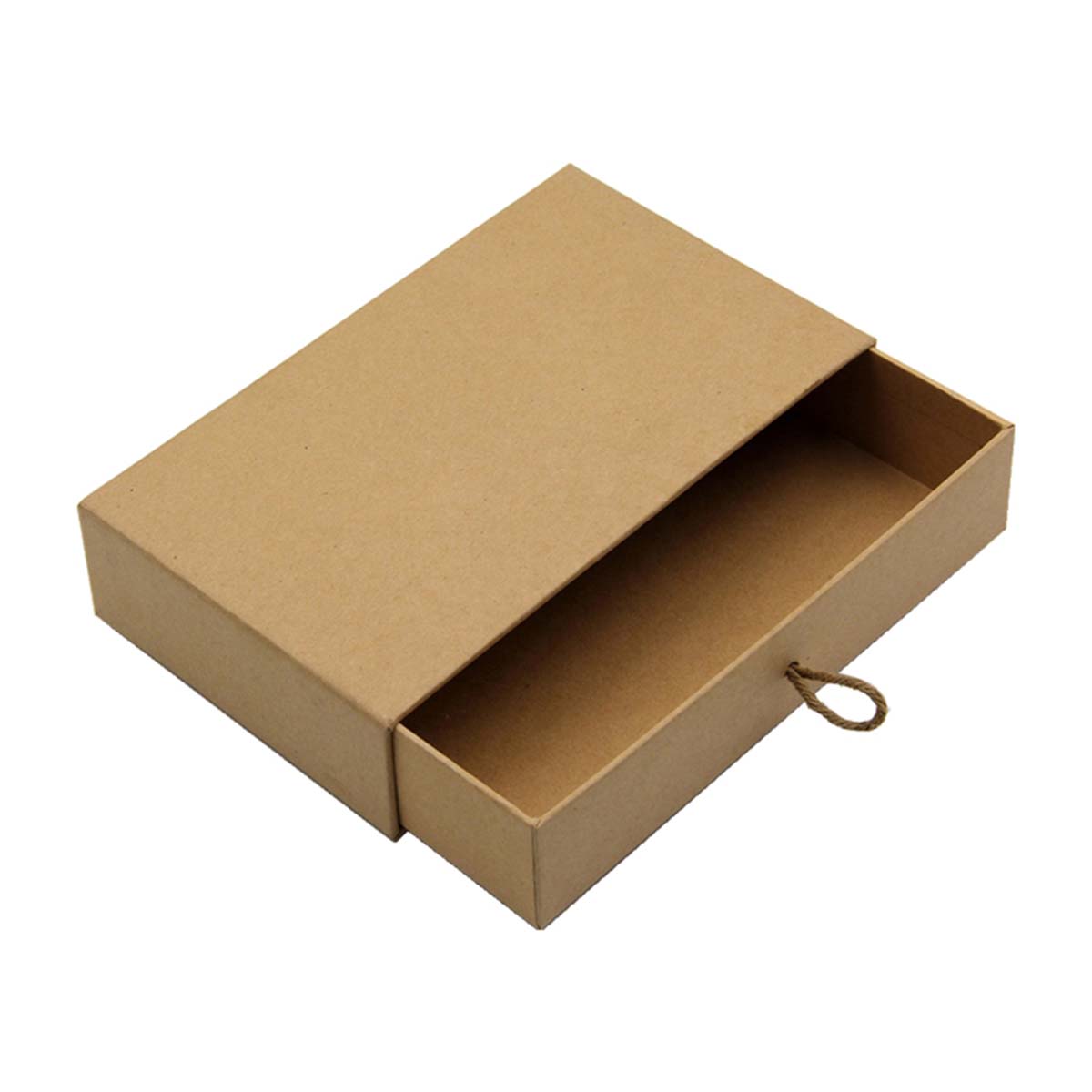 Kraft Drawer Boxes opened to show the inside print and construction