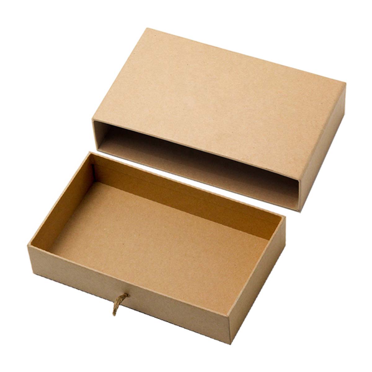 Kraft Drawer Boxes photographed at an angle to show the board thickness