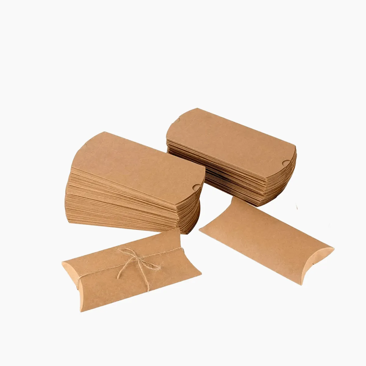 Kraft Pillow Boxes in use, packed and ready to ship