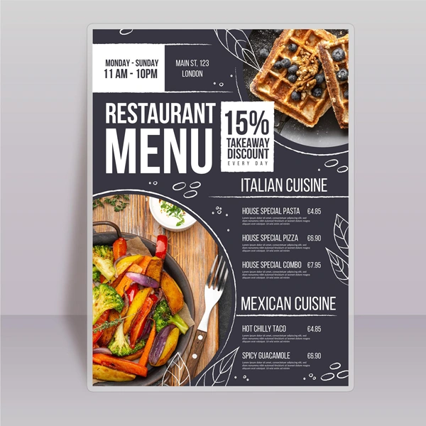 Laminated Menu — custom printing by Packmio Laminated Menu in use, packed and ready to ship