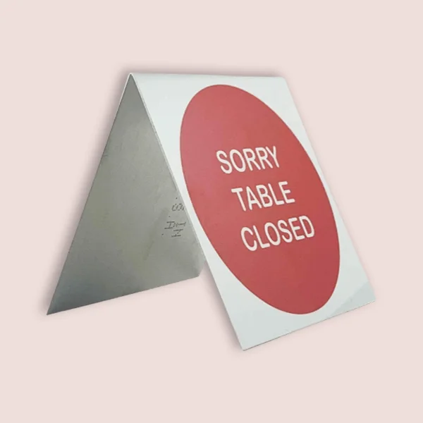 Large Slot Table Tents photographed at an angle to show the board thickness