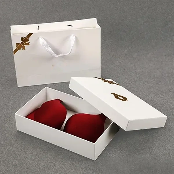 Lingerie Boxes opened to show the inside print and construction