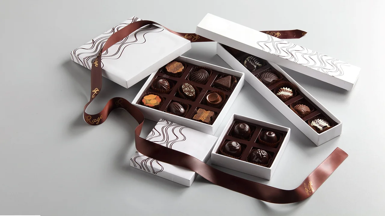 Luxury Chocolate Gift Boxes in use, packed and ready to ship