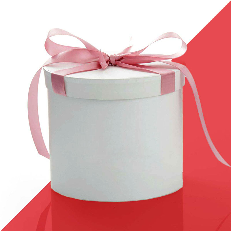 Luxury Round Boxes opened to show the inside print and construction