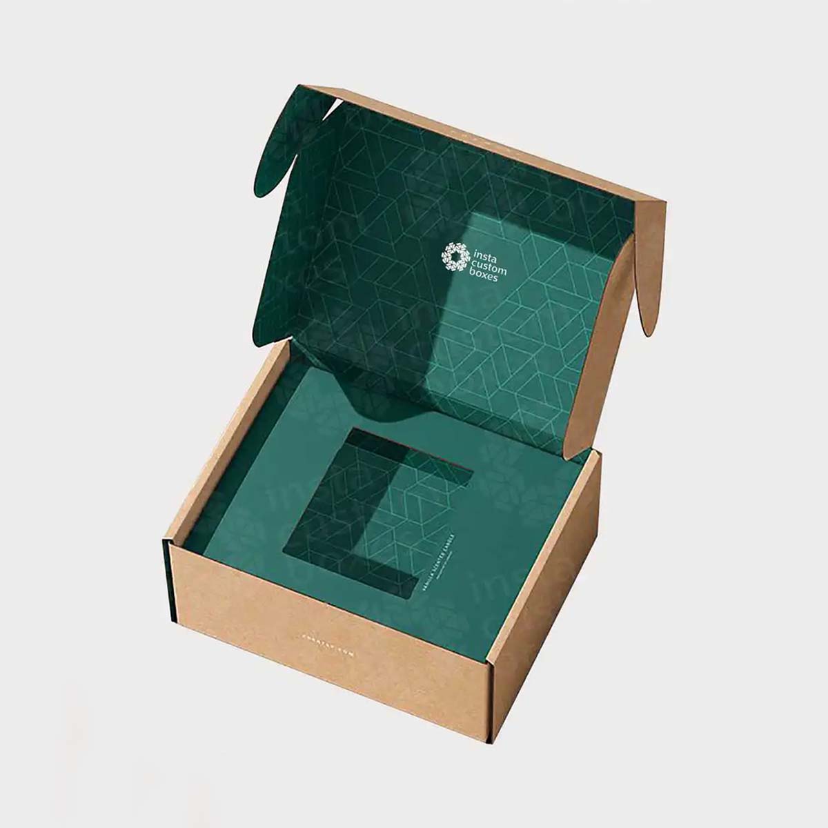 A stack of mailer boxes with inserts in a custom size